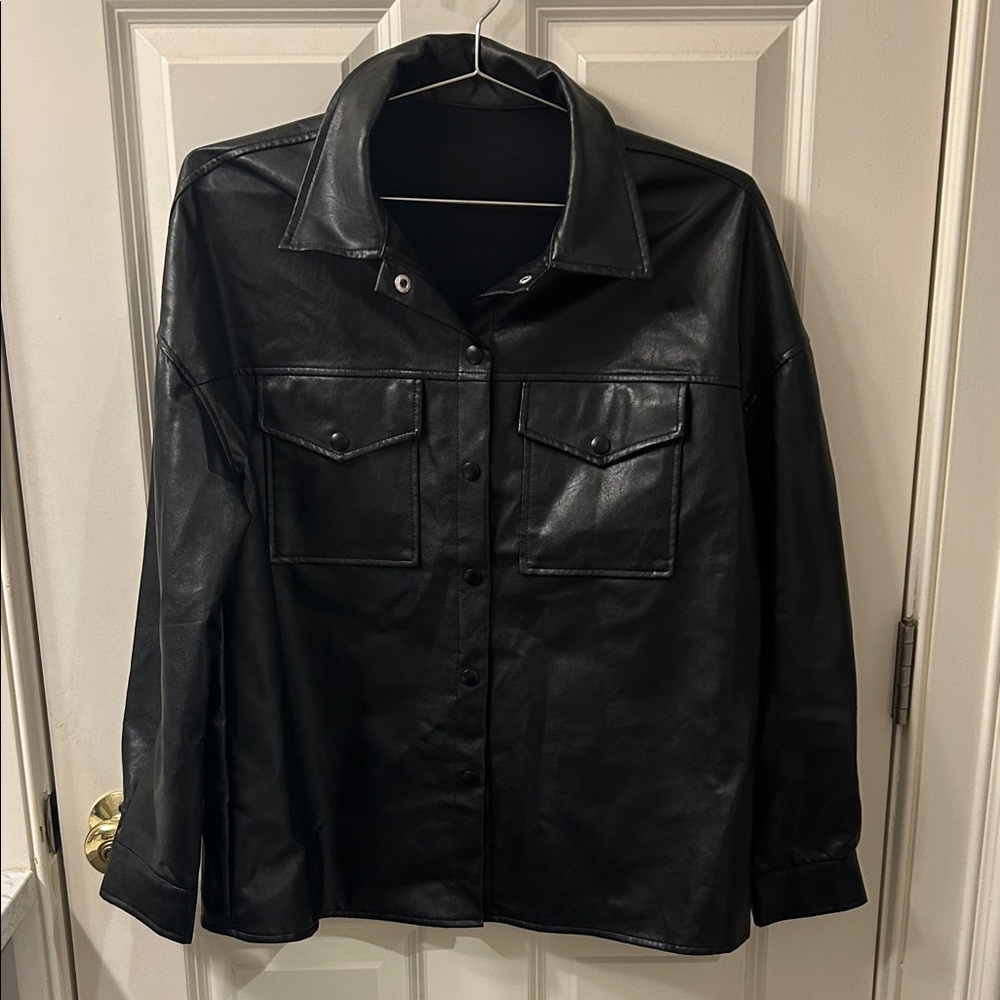 SHEIN Black Faux Leather Jacket